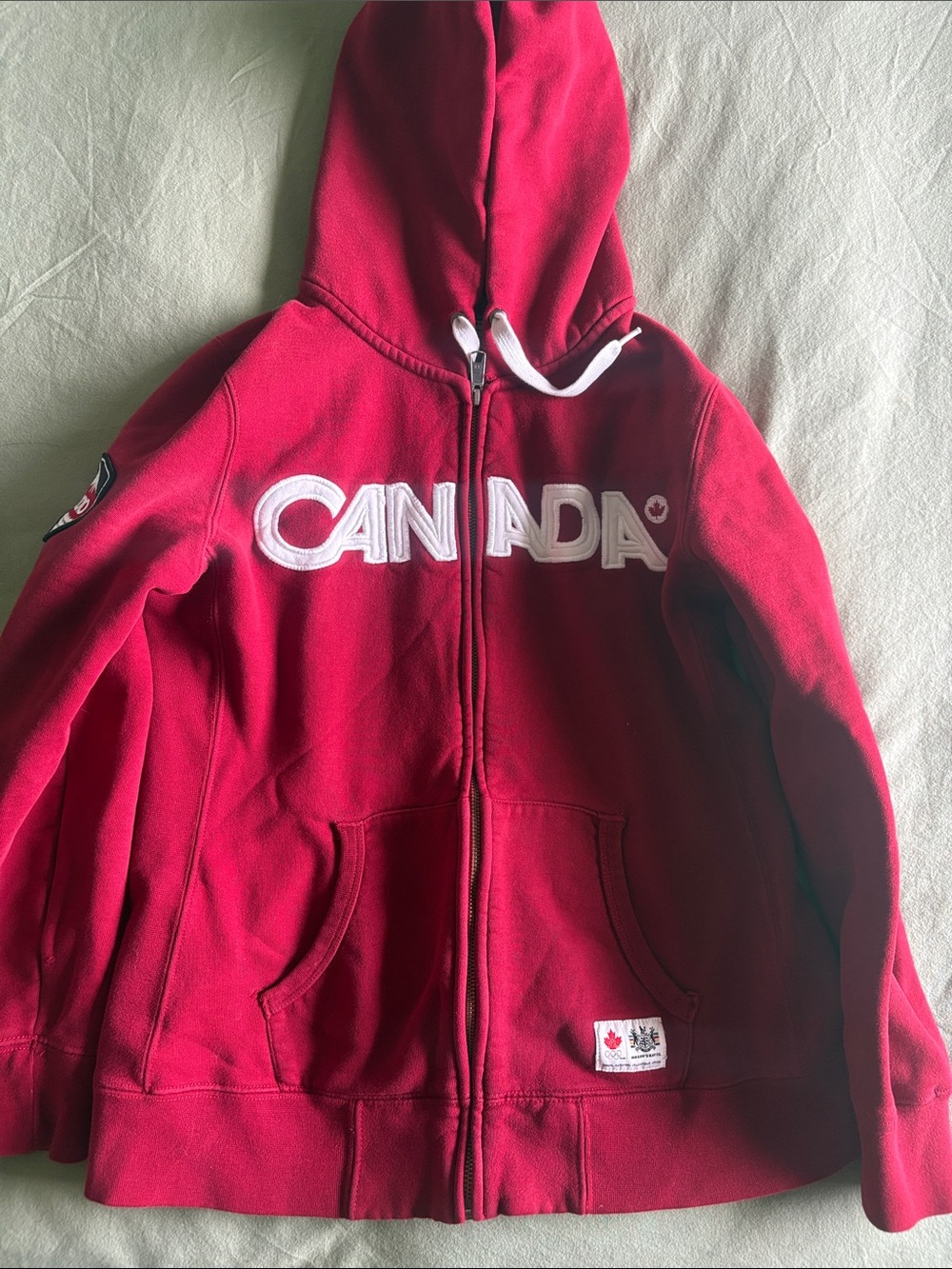2010 Hudson Bay Canada Olympic Red Zip Hoodie with Hood